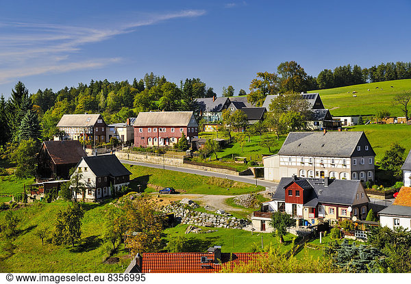 Germany  Saxony  Hinterhermsdorf  Townscape with Upper Lusatian houses