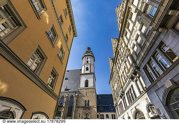 Germany  Saxony  Leipzig  Bell tower of Saint Thomas Church
