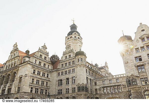 Germany  Saxony  Leipzig  Sunlight illuminating New Town Hall