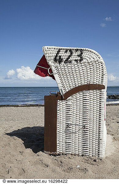 Germany  Schleswig-Holstein  Hohwacht  Hohwacht Bay  beach chair at beach