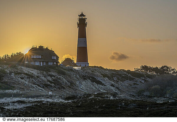 Germany  Schleswig-Holstein  Hornum  Hornum Lighthouse at sunset
