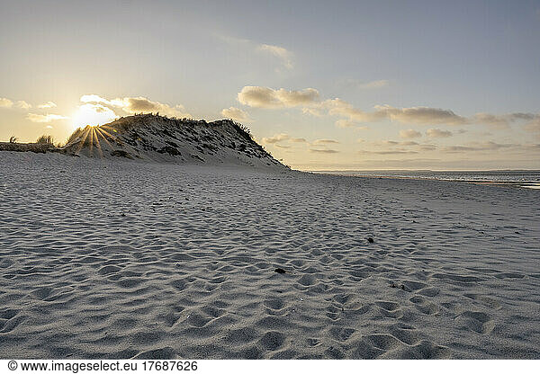 Germany  Schleswig-Holstein  Hornum  Sandy beach of Hornum Odde reserve at sunrise