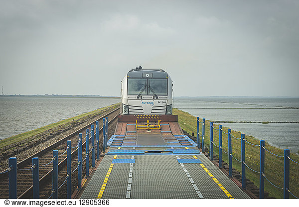 Germany  Schleswig-Holstein  Sylt  train on Hindenburgdamm