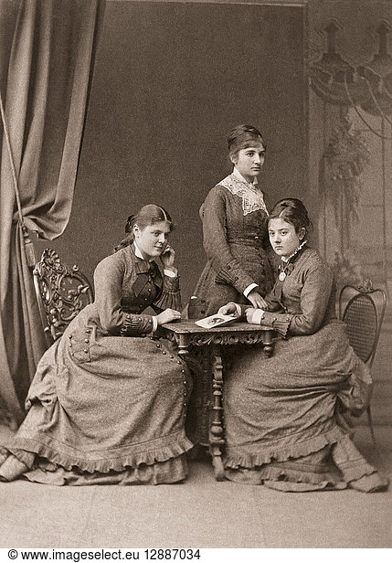 GERMANY: SISTERS  c1880. Three young women  probably sisters  photographed at a German spa. Original cabinet photograph  Bad Kreuznach.