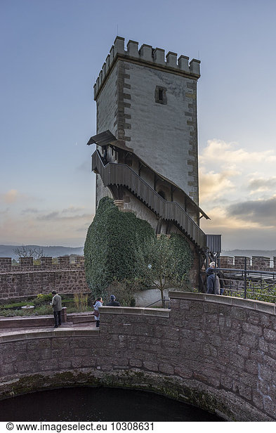 Germany  Thuringia  Eisenach  Wartburg  tower in the evening