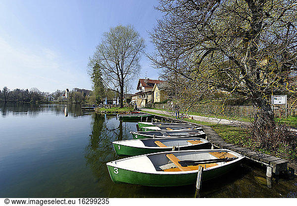 Germany  Upper Bavaria  Wessling  boats at Wessling lake