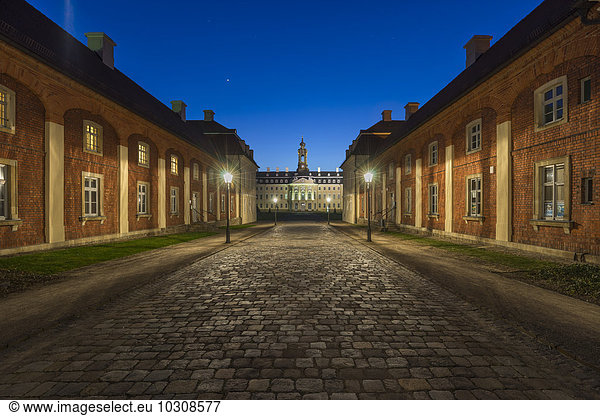 Germany  Wermsdorf  view to Hubertusburg Castle at blue hour
