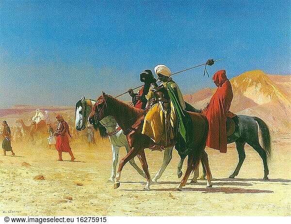 Gerome Jean-L?on - Araber beim Durchqueren der Wüste - Französische Schule - 19. Jahrhundert.