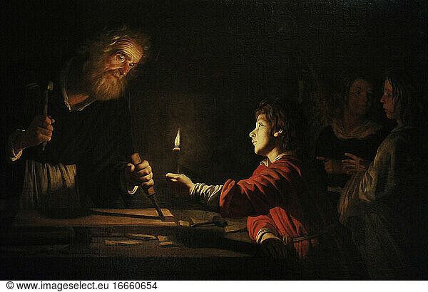 Gerrit van Honthorst (1590-1656). Flämischer Maler. Kindheit Christi  um 1620  Staatliches Eremitage-Museum. Sankt Petersburg. Russland.