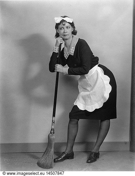 Gertrude Sutton  Publicity Portrait  Maid with Broom  1930's