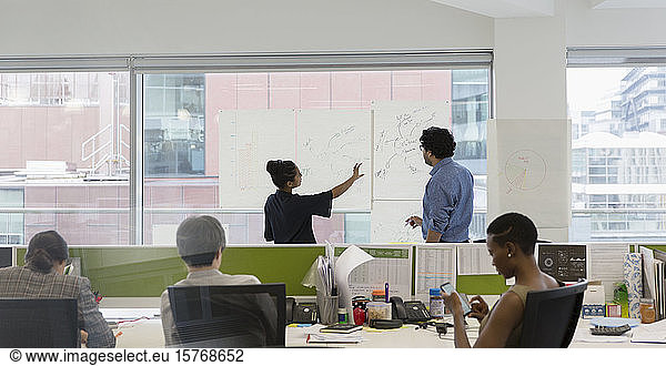 Geschäftsleute beim Brainstorming im Großraumbüro