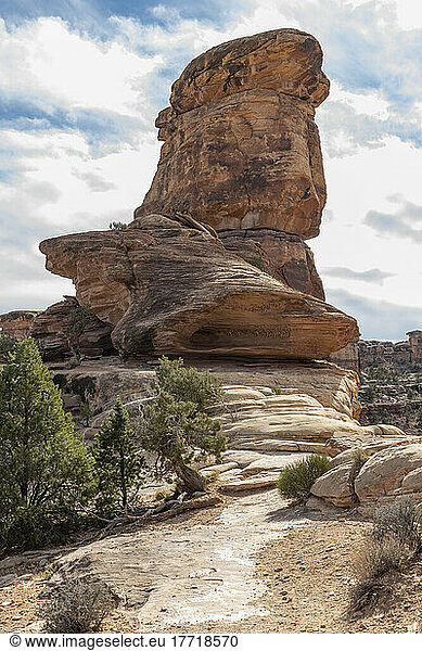 Gestapelte Felsen und interessante Geologie am Big Spring Canyon Overlook im Canyonlands National Park; Moab  Utah  Vereinigte Staaten von Amerika