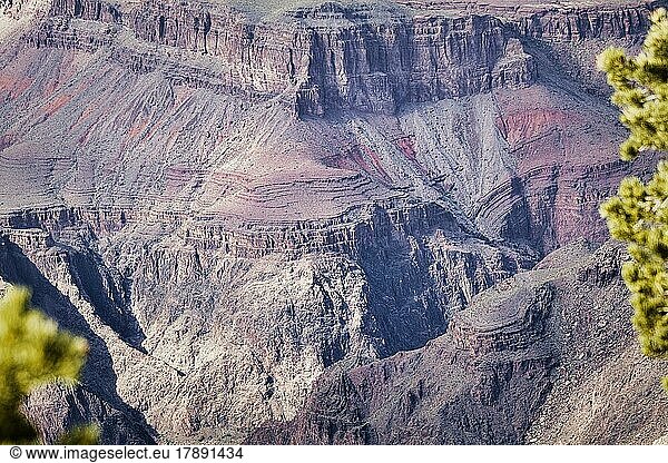 Gesteinsformationen im Grand Canyon  Grand Canyon Nationalpark  South Rim Trail  Arizona  USA  Nordamerika