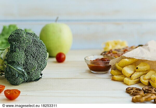 Gesunde Lebensmittel vs. ungesunde Lebensmittel