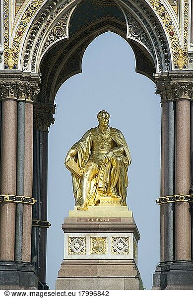 Gilt Memorial Statue of Prince Albert  Albert Memorial  Kensington Gardens  City of Westminster  London  England  United Kingdom  Europe