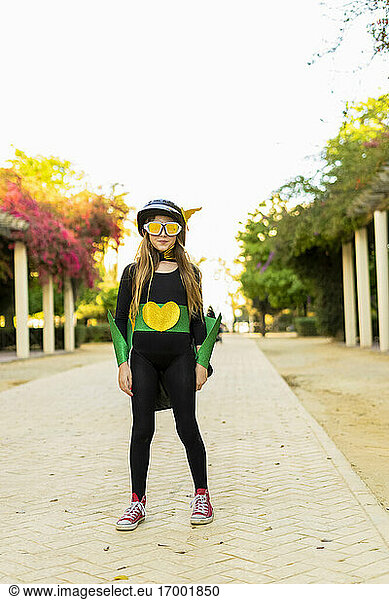 Girl in super heroine costume