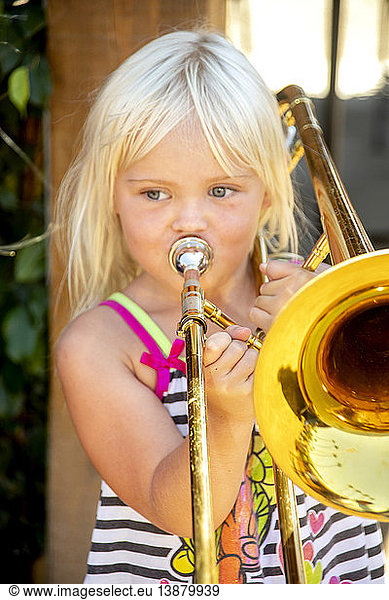 Girl Plays Trombone