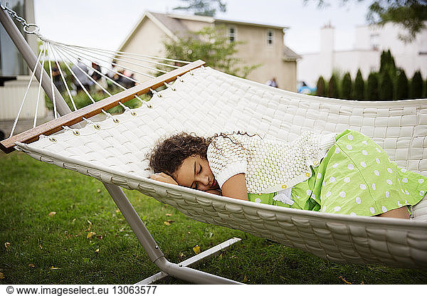 Girl relaxing in hammock