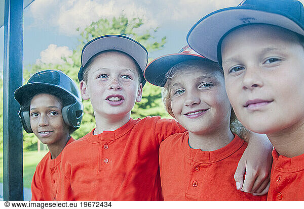 GIRLS & BOYS in the dugout fooling AROUND