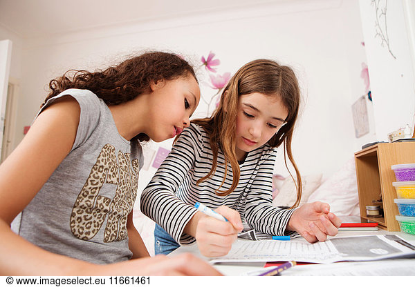 Girls doing homework
