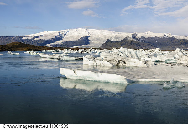 Glacial lake Jökulsarlon with icebergs in south Iceland.