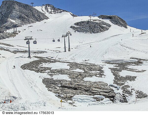 Glacier polish under melted ski slope  Hintertux glacier ski area in summer  Tuxeertal  Tyrol