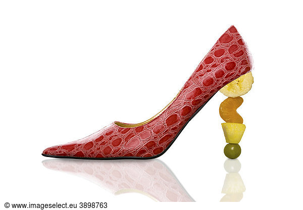 Glamorous high heels with fruit heel