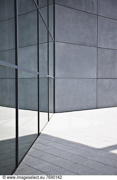Glass and concrete walls of modern building