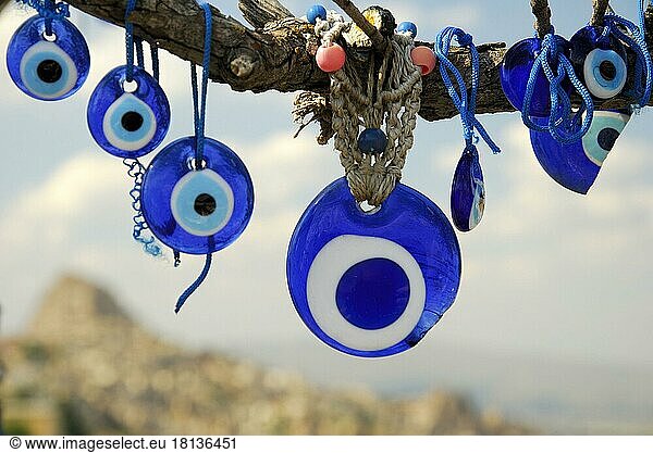 Glass eyes  mascot  talisman  Uchisar  Cappadocia  Turkey  Asia