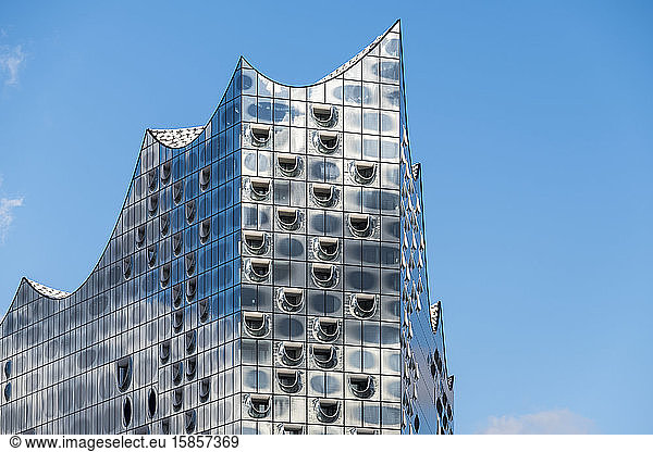 Glass facade of the Elbphilharmonie (Elbe Philharmonic Hall)  Hamburg  Germany