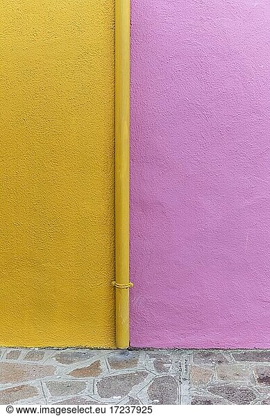 Glebe and pink wall  colorful house wall  colorful facade  Burano Island  Venice  Veneto  Italy  Europe