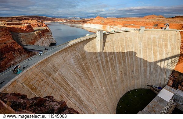 Glen Canyon Dam is a concrete arch dam on the Colorado River in northern Arizona  USA.
