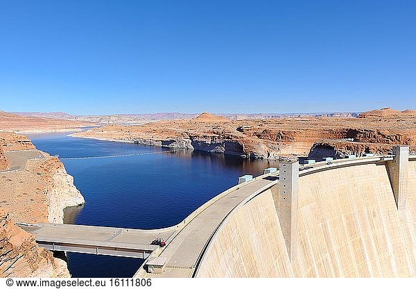 Glen Canyon Dam site  the construction of which created the famous Lake Powell  near Page  Arizona / Utah  USA