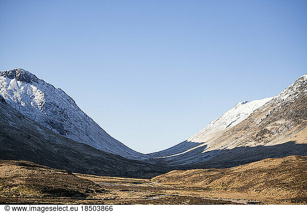 Glencoe mountains in winter of the Scottish highlands