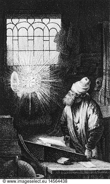 Goethe  Johann Wolfgang von  28.8.1749 - 22.3.1832  German author / writer  works  'Faust - Ein Fragment'  cover picture of the first edition  after etching by Rembrandt van Rijn  copper engraving by Johann Heinrich Lips (1758 - 1817)  Leipzig  1790