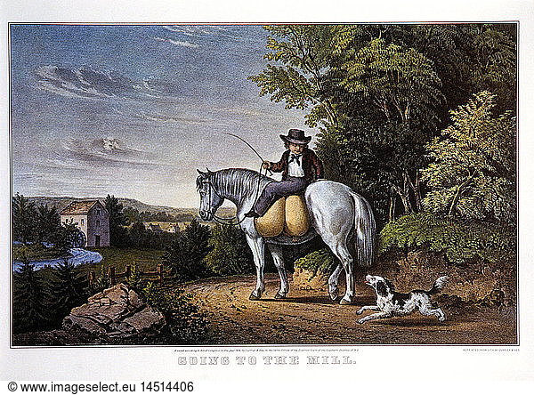 Going to the Mill  Currier & Ives  Lithograph  1859