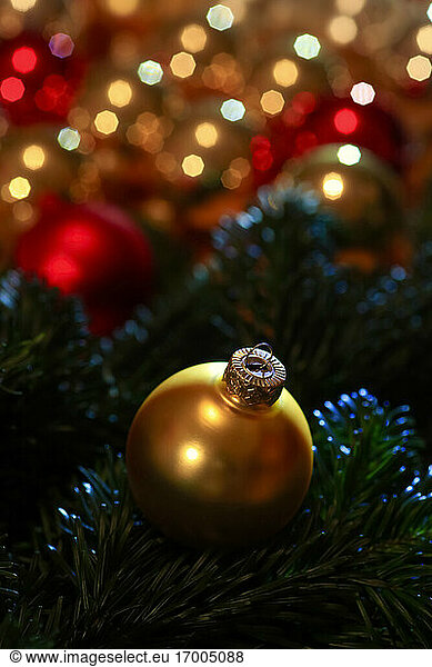 Gold colored Christmas bauble