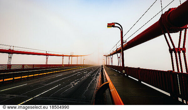 Golden Gate Bridge inundated by Fog with No People