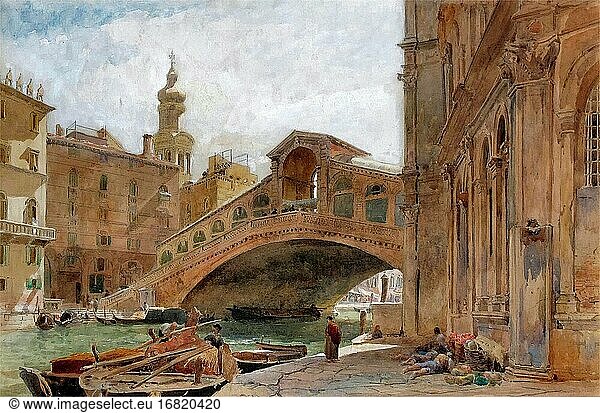 Goodall Edward Angelo - die Rialto-Brücke Venedig - Britische Schule - 19. Jahrhundert.
