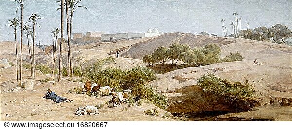 Goodall Frederick - Wüstenblick bei Kairo - Britische Schule - 19. Jahrhundert.