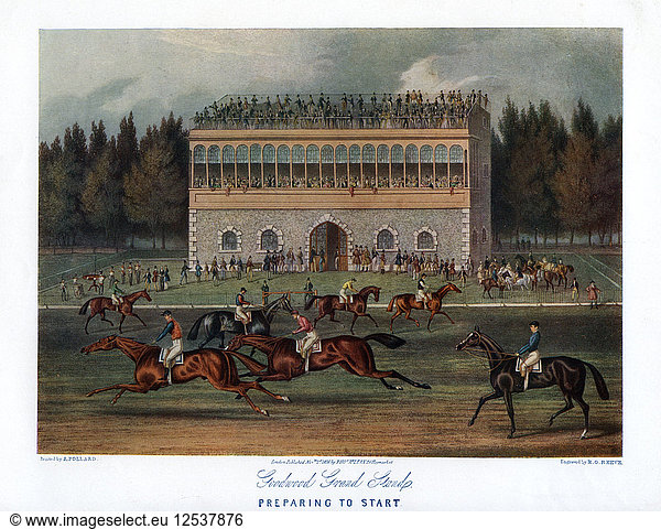 Goodwood Grand Stand  Vorbereitung auf den Start  1836  Künstler: RG Reeve