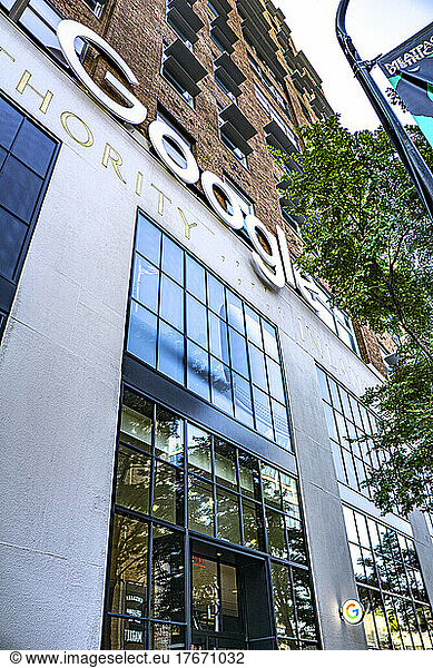 Google Building and Sign  low angle view  New York City  New York  USA