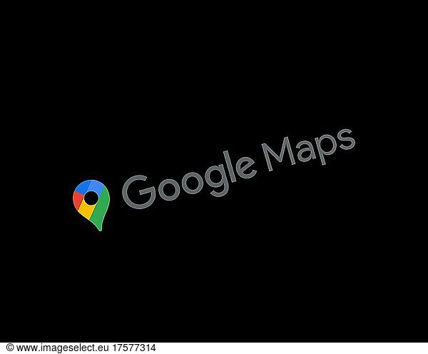 Google Maps  gedreht  schwarzer Hintergrund  Logo  Markenname
