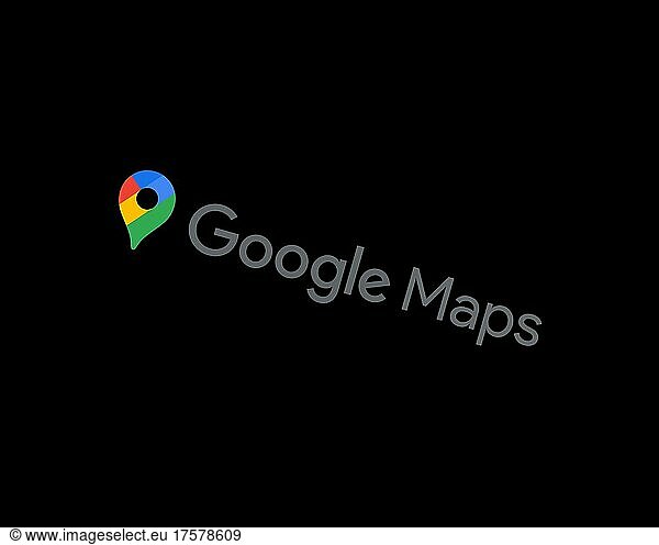 Google Maps  gedreht  schwarzer Hintergrund  Logo  Markenname