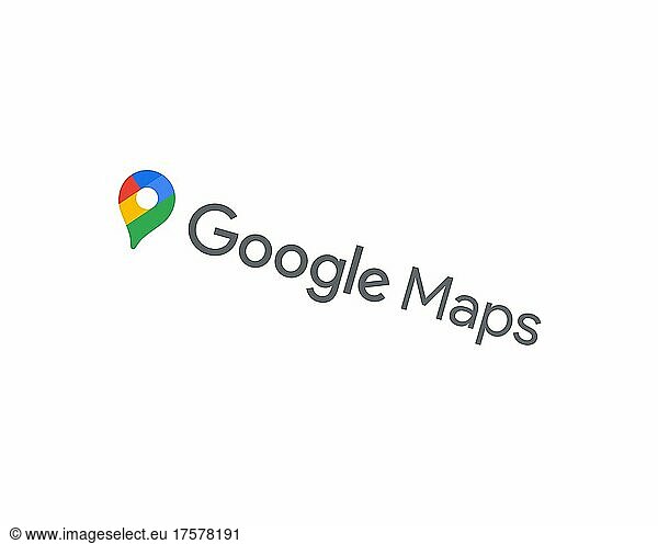 Google Maps  gedreht  Weißer Hintergrund Logo  Markenname