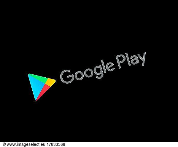 Google Play  gedrehtes Logo  Schwarzer Hintergrund