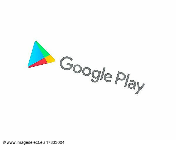 Google Play  gedrehtes Logo  Weißer Hintergrund B