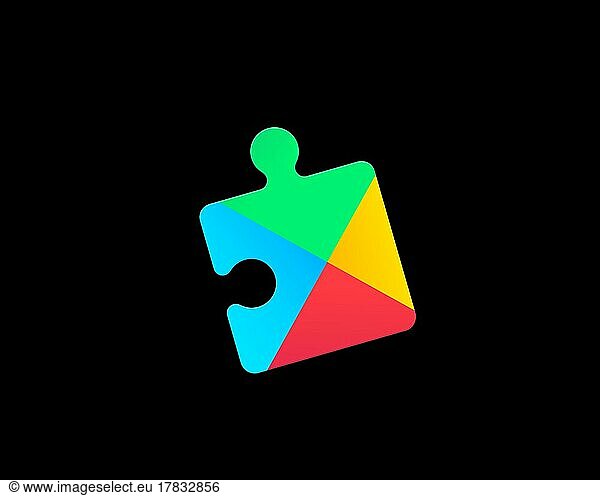 Google Play Services  gedrehtes Logo  Schwarzer Hintergrund