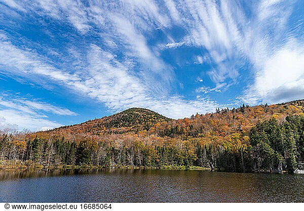 Gorgeous blue sky day during fall foliage in the NH White Mountains.