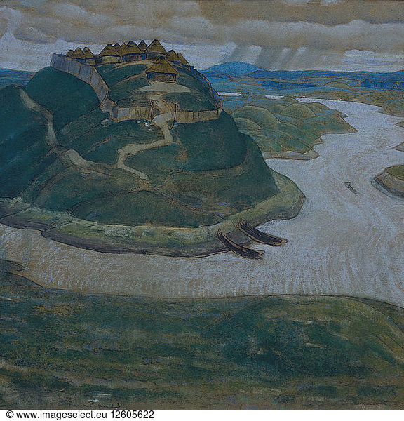 Gorodishche (Old slavic fortified settlement). Artist: Roerich  Nicholas (1874-1947)